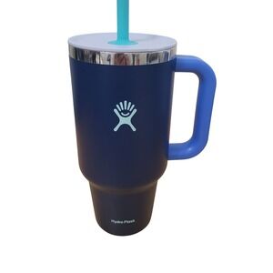 Hydro Flask 32 oz Mug‎ with Handle & Straw Lid - Navy Blue Insulated Cup